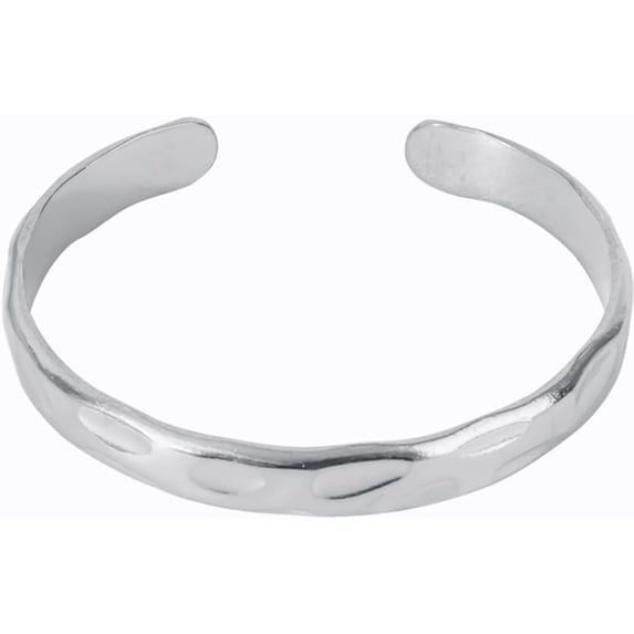 9mm Width Stainless Steel Hammered Finish Open Cuff Bangle Bracelet