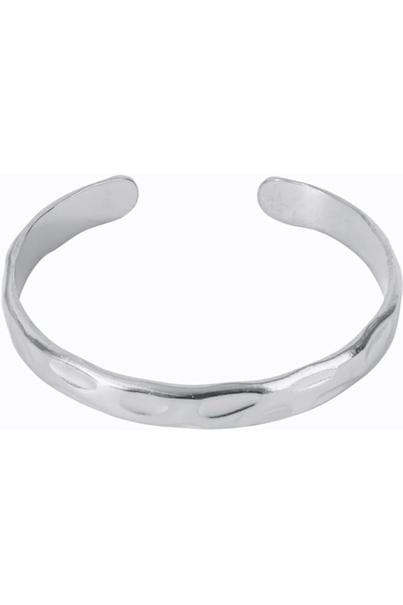 9mm Width Stainless Steel Hammered Finish Open Cuff Bangle Bracelet