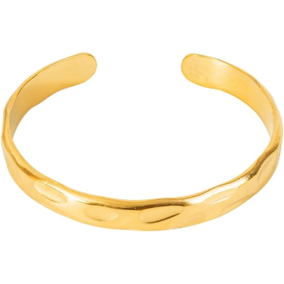 9mm Width Stainless Steel Hammered Finish Open Cuff Bangle Bracelet