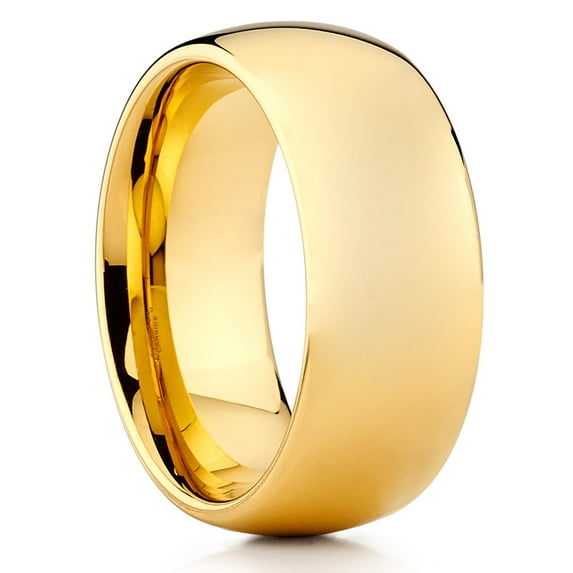 9mm Yellow Gold Tungsten Ring,Yellow Gold Wedding Ring,Shiny Ring,Engagement Ring,Tungsten Carbide