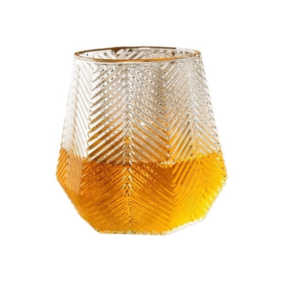 9oz Clear Embossed Glass Cups, Handmade Borosilicate Drinking Glasses for Water Milk Juice Iced Tea Cocktail