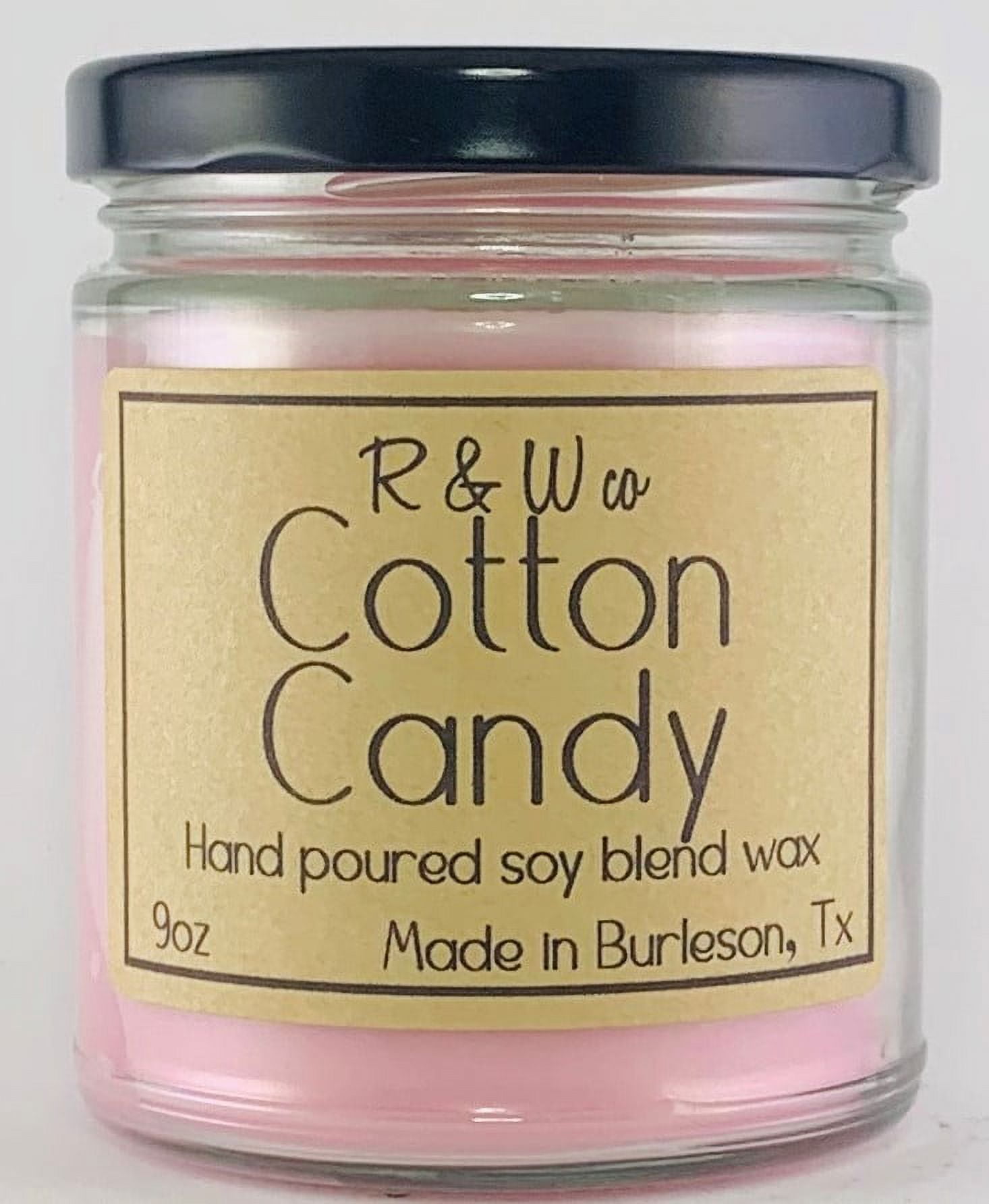9oz Cotton Candy Candle, Hand Poured Soy Wax, Made in USA, 100