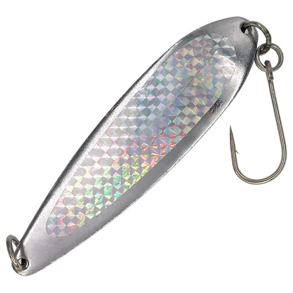 9oz Crocodile Spoons Fishing Lures - 6 Pack with Siwash Hooks - Heavy Duty Plated Spoons for Saltwater & Freshwater Fishing Chrome with Silver Prism