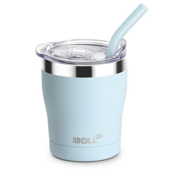 9oz Double-Wall Vacuum-Insulated Stainless Steel Tumbler with Straw - BPA-Free, Leakproof & Sweatproof （Baby Blue）