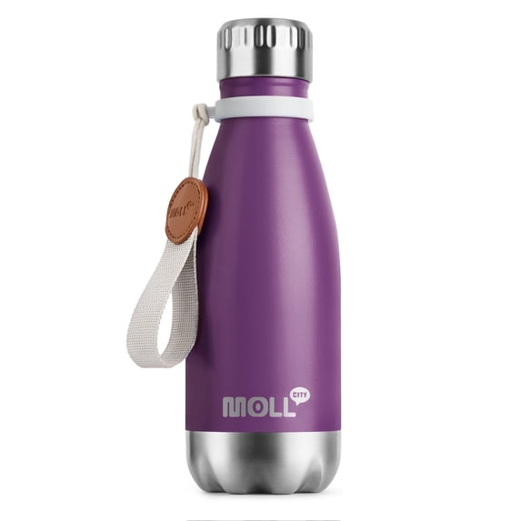 9oz Kids Water Bottle for School - Leak-Proof Insulated Stainless Steel, Cola Shape (Dark Purple)