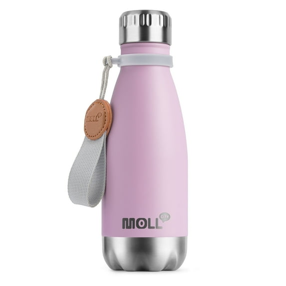 9oz Kids Water Bottle for School - Leak-Proof Insulated Stainless Steel, Cola Shape (Purple Pink)