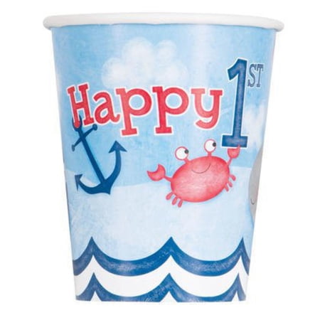 9oz Nautical Boys First Birthday Cups, 8ct