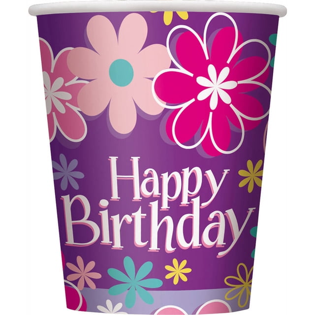Pug Puppy Birthday Party Cups - 9oz Paper Cups, 8 Count