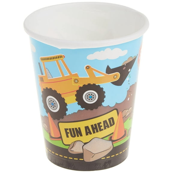 9oz Paper Construction Party Cups, 8ct