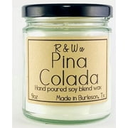 9oz Pina Colada Candle Highly Scented Soy Candle by R&W Co. Quality candles at an affordable price. Hand poured in small batches. Made in the USA.