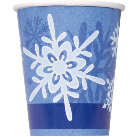 9oz Winter Snowflake Holiday Paper Cups, 8ct