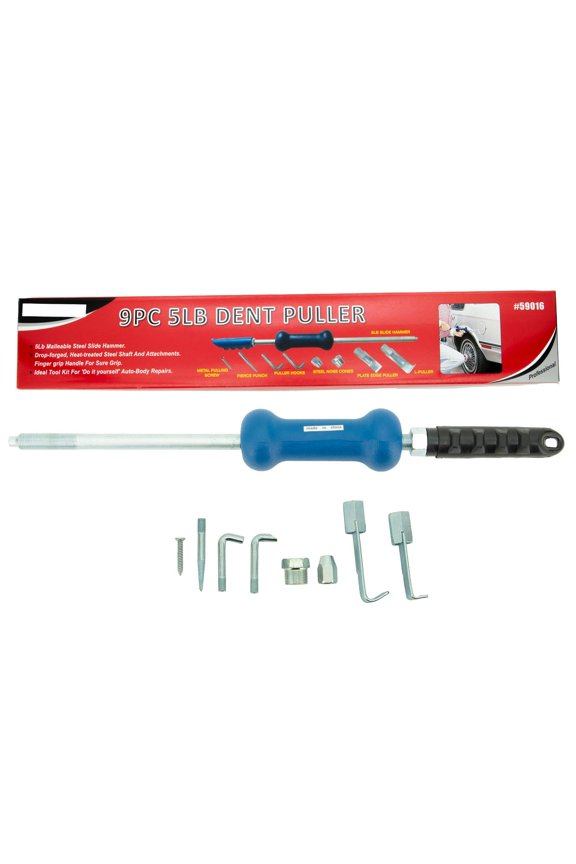 9pc Auto Body Dent Puller with 5lb Slide Hammer