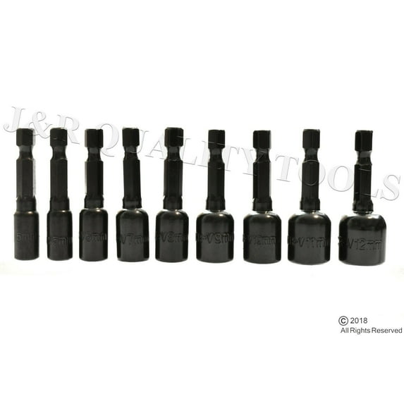 9pc Impact Magnetic Nut Driver Set Metric Nut Setter Power Drill Bit 1/4" Shank
