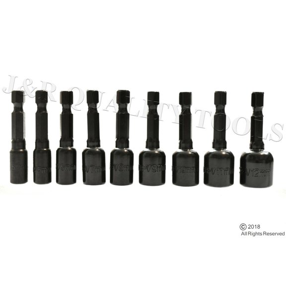 9pc Impact Magnetic Nut Driver Set Metric Nut Setter Power Drill Bit 1/4" Shank