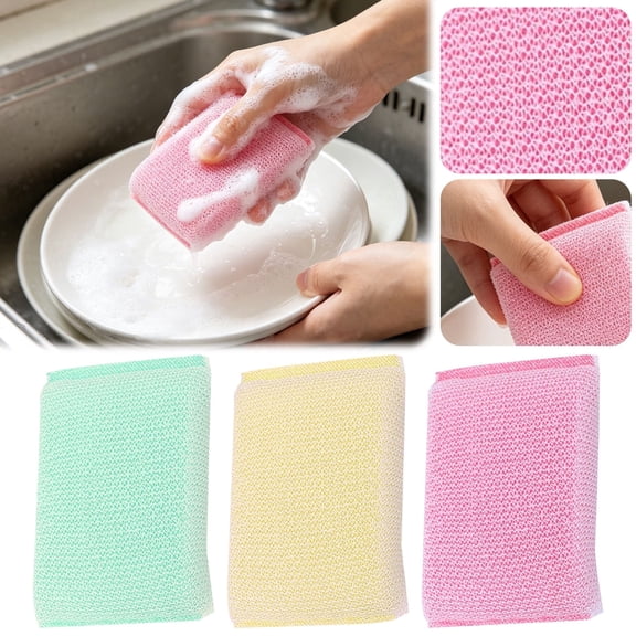 9pc Mesh Kitchen Dishwashing Sponges Nylon Net Scrub Sponge Pads for Washing Dishes Pots Pans, Non-Scratch Household Cleaning Sponges for Kitchen Bathroom