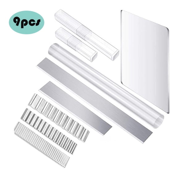 9pc Polymer Clay Polymer Tools Acrylic Roller Pin for Craft Shaping Ceramic Slicer Clear Sheet Press Board Wire Texture