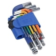 thumbnail image 1 of 9pc Short MM Allen Hex Ball Ended keys Multicoloured with Holder 1.5 - 10mm, 1 of 6