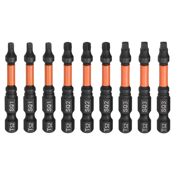 9pcs 1/4" Hex Shank SQ1/SQ2/SQ3 Magnetic Head 2" Square Head Screwdriver Bits