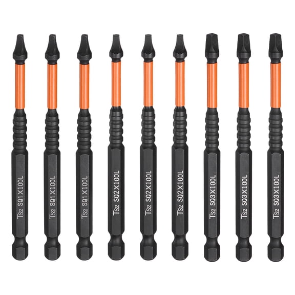 9pcs 1/4" Hex Shank SQ1/SQ2/SQ3 Magnetic Head 4" Square Head Screwdriver Bits