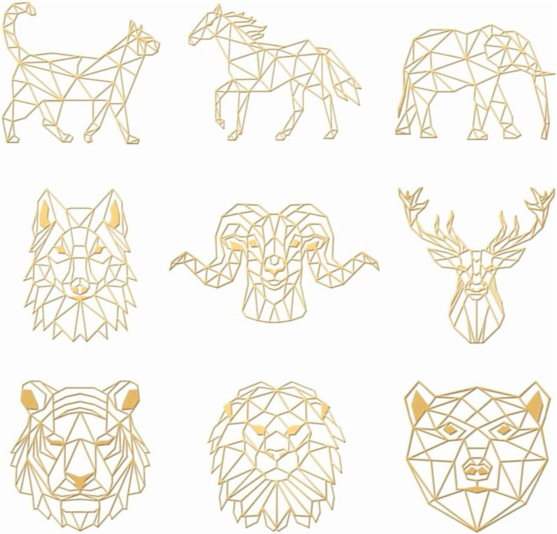 9pcs 1.6x1.6 Inch Animal Stickers Geometric Animals Stickers Self ...