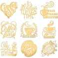 thumbnail image 1 of 9pcs 1.6x1.6 Inch Coffee Pattern Stickers Coffee Time Word Sticker Self Adhesive Gold Stickers Metal Gold Stickers, 1 of 9