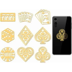 9pcs 1.6x1.6 Inch Golden Metal Stickers Poker Metal Sticker Dice Self Adhesive Stickers Poker Theme Epoxy Sticker