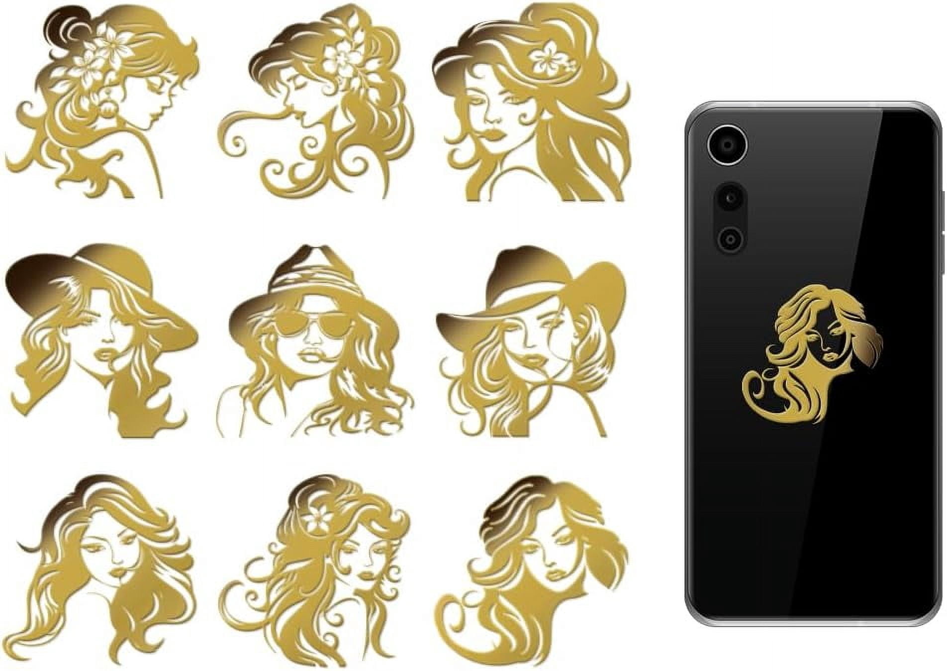 Sticker Humen 9pcs 1.6x1.6 Inch Human Pattern Metal Stickers Long Hair Woman Self ...