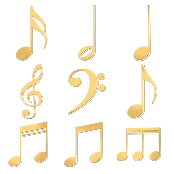 9pcs 1.6x1.6 Inch Musical Note Metal Stickers Musical Note Self Adhesive Gold Stickers Music Theme Metal Gold Stickers for Scrapbooks DIY Resin
