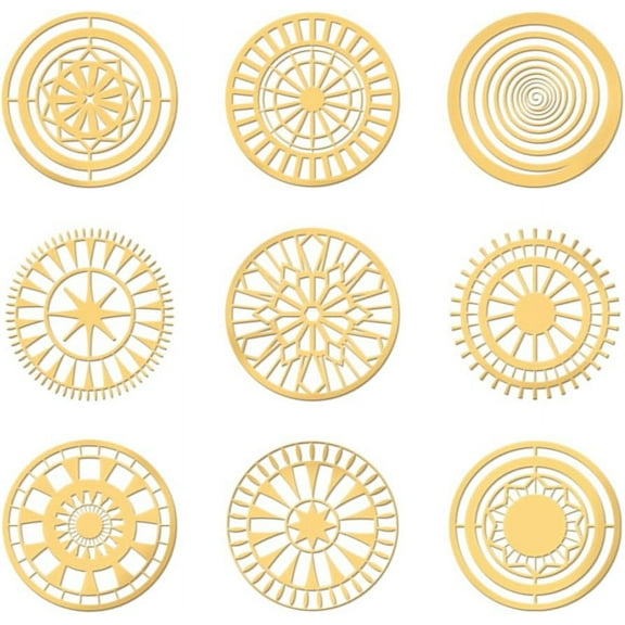 9pcs 1.6x1.6 inch Golden Metal Stickers Small Circle Metal Stickers Self Adhesive Gold Stickers Swirl Golden Epoxy Stickers for DIY DIY Scrapbooks Epoxy Resin Phone Decoration