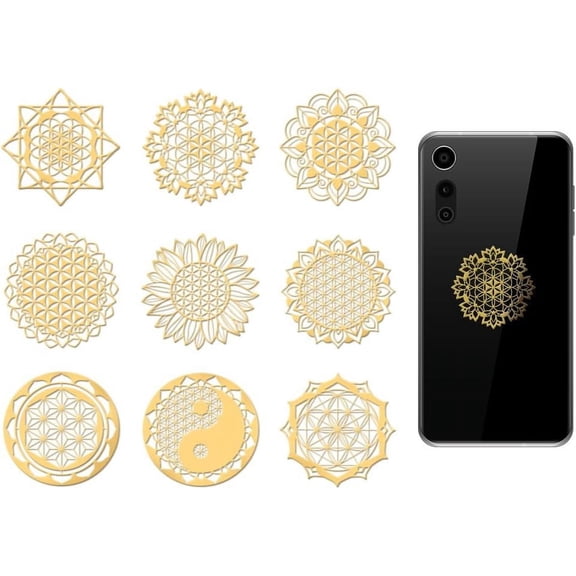9pcs 1.6x1.6 inch Golden Metal Stickers Tree of Life Metal Stickers Self Adhesive Sticker Simple Theme Epoxy Sticker Decals for DIY DIY Scrapbooks Epoxy Resin Decoration