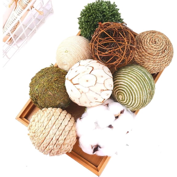 9pcs 3.5 Inch Autumn Decoration Balls Rattan Balls Rattan Balls Bowls and Vase Fillers for Home Party Wedding Display Decoration Props...