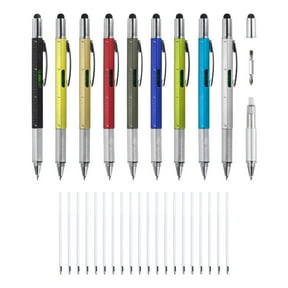 Uxcell 9 Pcs 6 in 1 Multitool Tech Tool Pen Gifts for Men with Ballpoint Pen Ruler Screwdriver Stylus for Christmas