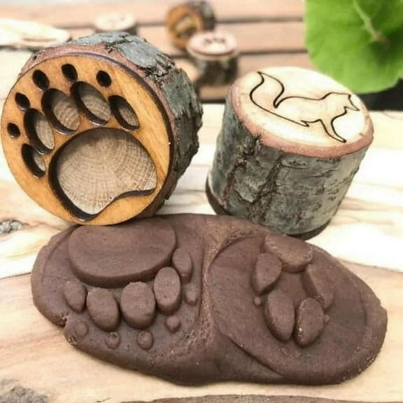 9pcs Animal Tracks Stamps Mould Animal Footprints Engrave Wooden Children Toys Muddy Ground Sno 3845