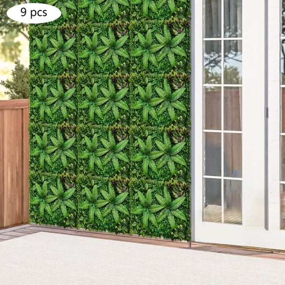 9pcs Artificial Plant Wall Panel Grass Hedge Vertical Garden Backdrop Decoration