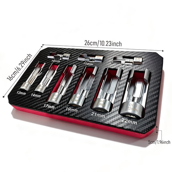 9pcs BOURVILL Heavy-Duty Cr-V Steel Automotive Tool Set - 10-22mm Open-End Sockets & O2 Sensor Wrench