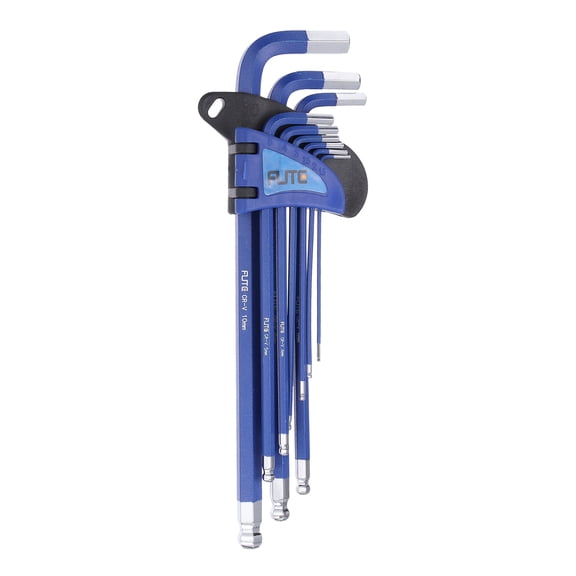 9pcs Ball End Hex Key Wrench Set 1.5/2/2.5/3/4/5/6/8/10mm CR-V Steel L-Shape Extra Long Arm Hexagon Metric Wrenches Repairing Tool for Home Repair,Blue