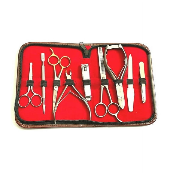9pcs Basic Unisex Beauty Implements Manicure Pedicure Stainless Tools Kit