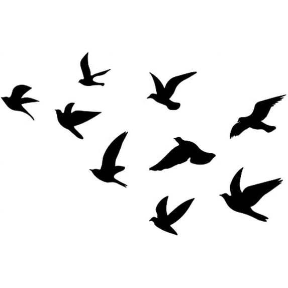 9pcs Black Birds Wall Decals Flying Bird Theme Wall Decor Dove of Peace Wall Stickers DIY Decor Art Decals