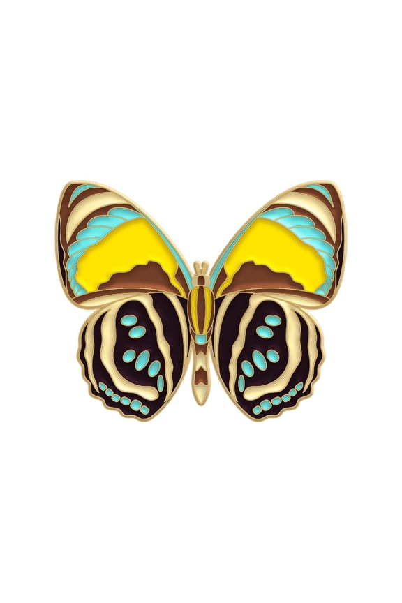 9pcs Butterfly Alloy with Enamel Brooch Insect Moth Creative Clothing Bag Hat Decoration Pin Badge for Women Yellow 30x25mm