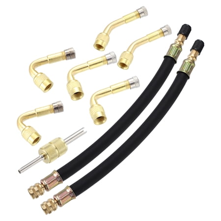 9pcs Car Truck Tire Valve Stem Extension Dual Extender Pipe 8.3" Valve Core Removal Tool Valve Stem Extension Adaptor