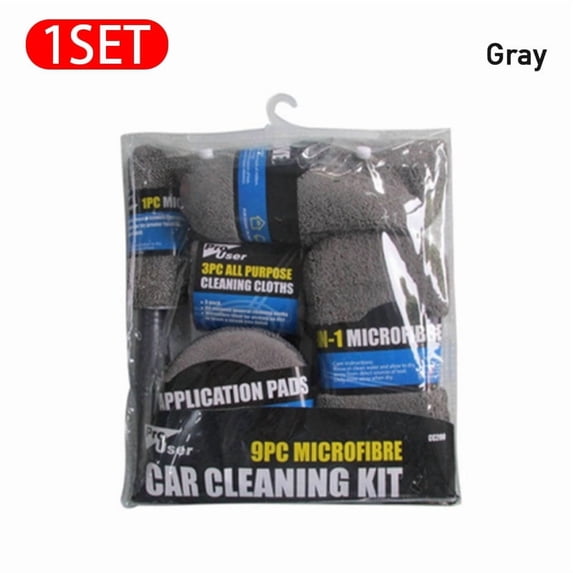 9pcs Car Wash Cleaning Kits Microfiber Towels Blush Sponge Wash Glove Polish Care Applicator Pads Car Wash Accessories