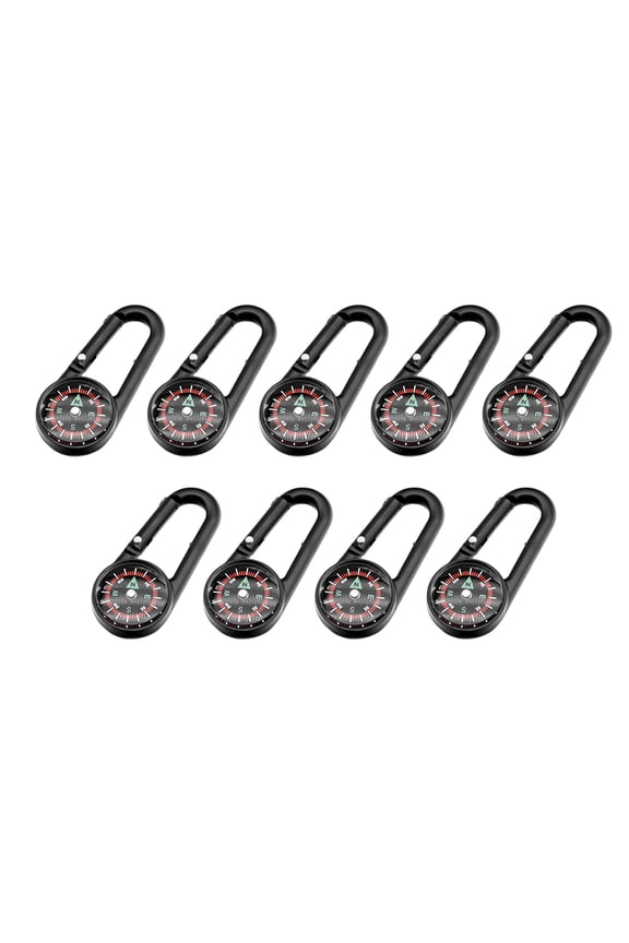 9pcs Carabiner Compasses Pendant Multifunction Keychain Compasses Portable Keychain Navigation Tool for Teen Adults