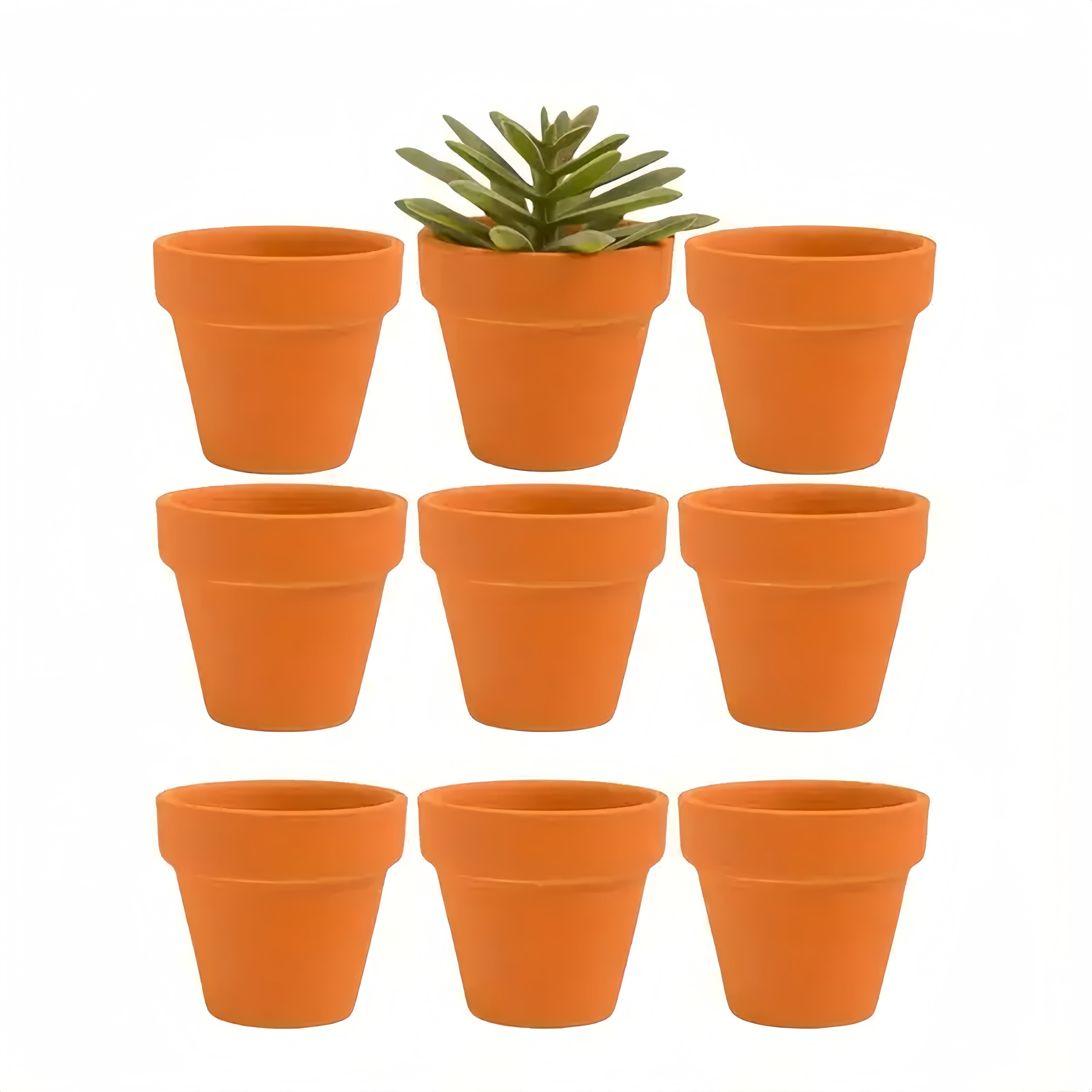 Round Terracotta Ceramic Succulent Planters with Drainage Holes, Polished Finish, 9 Count 3.5in