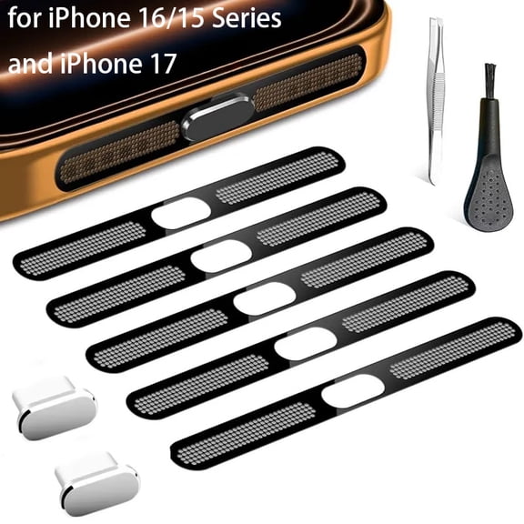 9pcs Compatible for iPhone 16/15 Series and iPhone 17, USB C Port & Speaker Dust Cover, Anti Dust Protector Cap Accessories Set