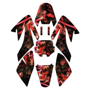 9pcs Decal Graphics Sticker Kit Skull Pit Dirt Bike Plastic Fender Fairing Graphic Set for CRF70 XR70 Taotao Thumpstar Pitpro Atomik Offroad Enduro Motorcycle Mobility 70cc 90cc 110cc 125cc