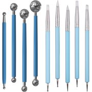9pcs Dotting Tools, Silicone Clay Sculpting Tools, Ceramic Clay Ball Stylus Dot Painting Tools, Pottery Embossing Tool for Nail, Blending, Drawing, Modeling