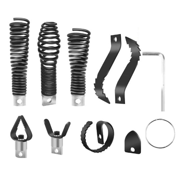 9pcs Drain Auger Drill Attachment, Cutter and Auger Set, Drain Cleaner Combination Cutter Heads for 5/16-3/4" Cables, Compatible with 50FT-100FT Drain-Cleaning Machines for Sink/Shower/Toilet Clogs