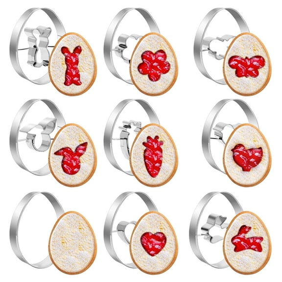 9pcs Easter Bunny Cookie Cutters Set, Holiday Cookie Cutters, Easter Rabbit Carrot Cookies Cutter Shapes, Stainless Steel Fondant Biscuit Moulds for Spring Holiday Baking DIY Crafts