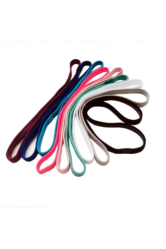 9pcs Elastic Thin Headbands for Women Stretchy Skinny Headbands Sports Athletic Hair Bands for Women Men Girls Boys Teen Black Multi-colored
