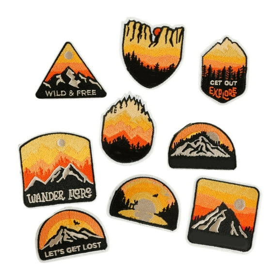 9pcs Embroidered Mountain Patches Thermoadhesive Patches Sewing Appliques for Clothing and Accessories
